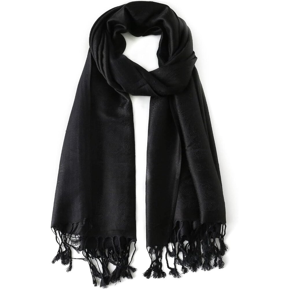 Two Tone Silky Paisley Pashmina Shawl Scarf,Soft Women's Rave Jacquard Pashminas